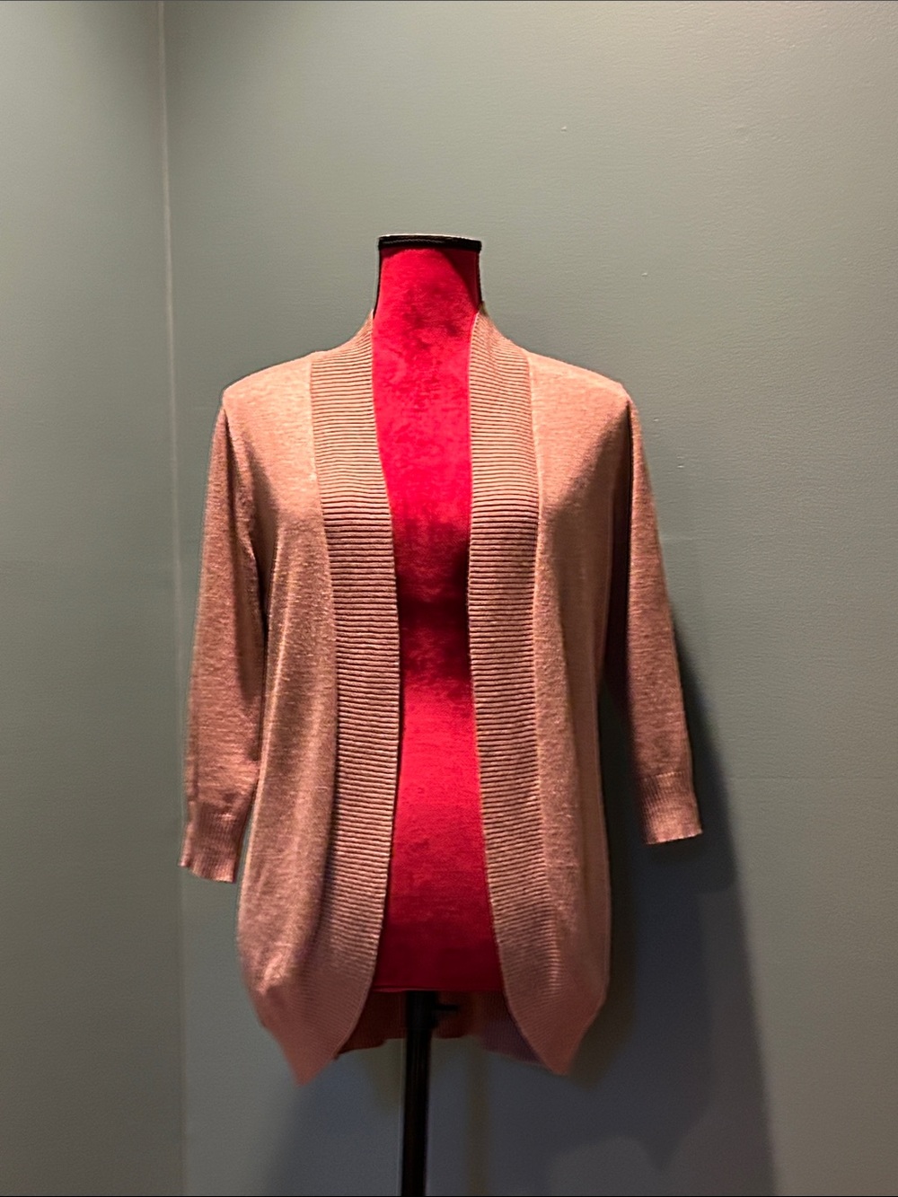Open-Front Tan Women’s Cardigan Sweater Size Medium